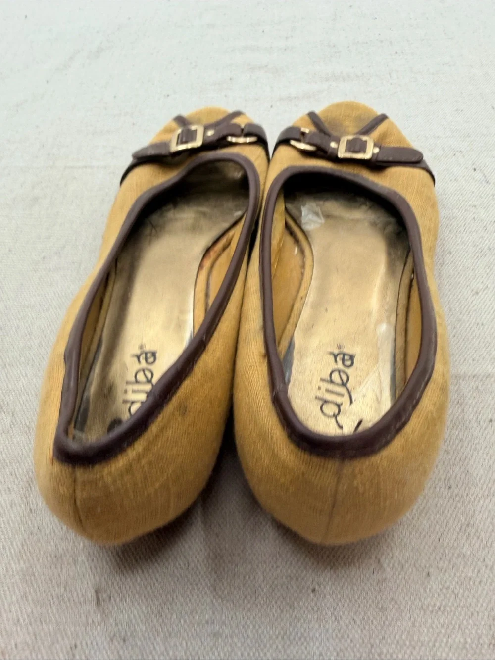 Diba  Brown Peep-Toe Buckle Flats